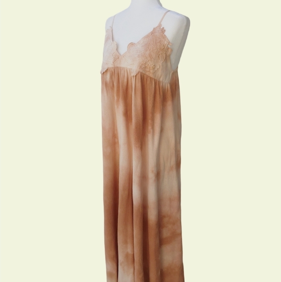 ZARA Maxi Summer Tie Dye Strap Dress Tan and Peach Women's Medium, NWT - Picture 10 of 17